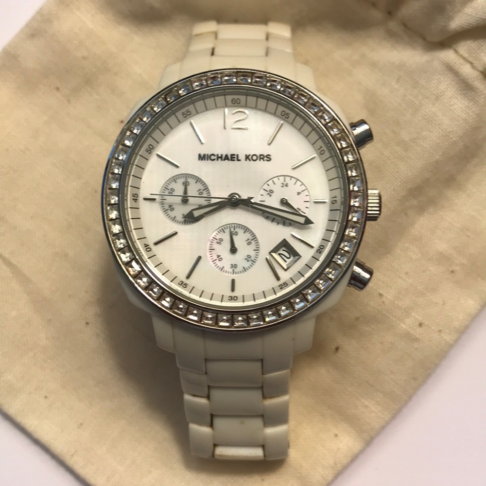 Michael Kors 5079 White Ceramic Chronograph Watch